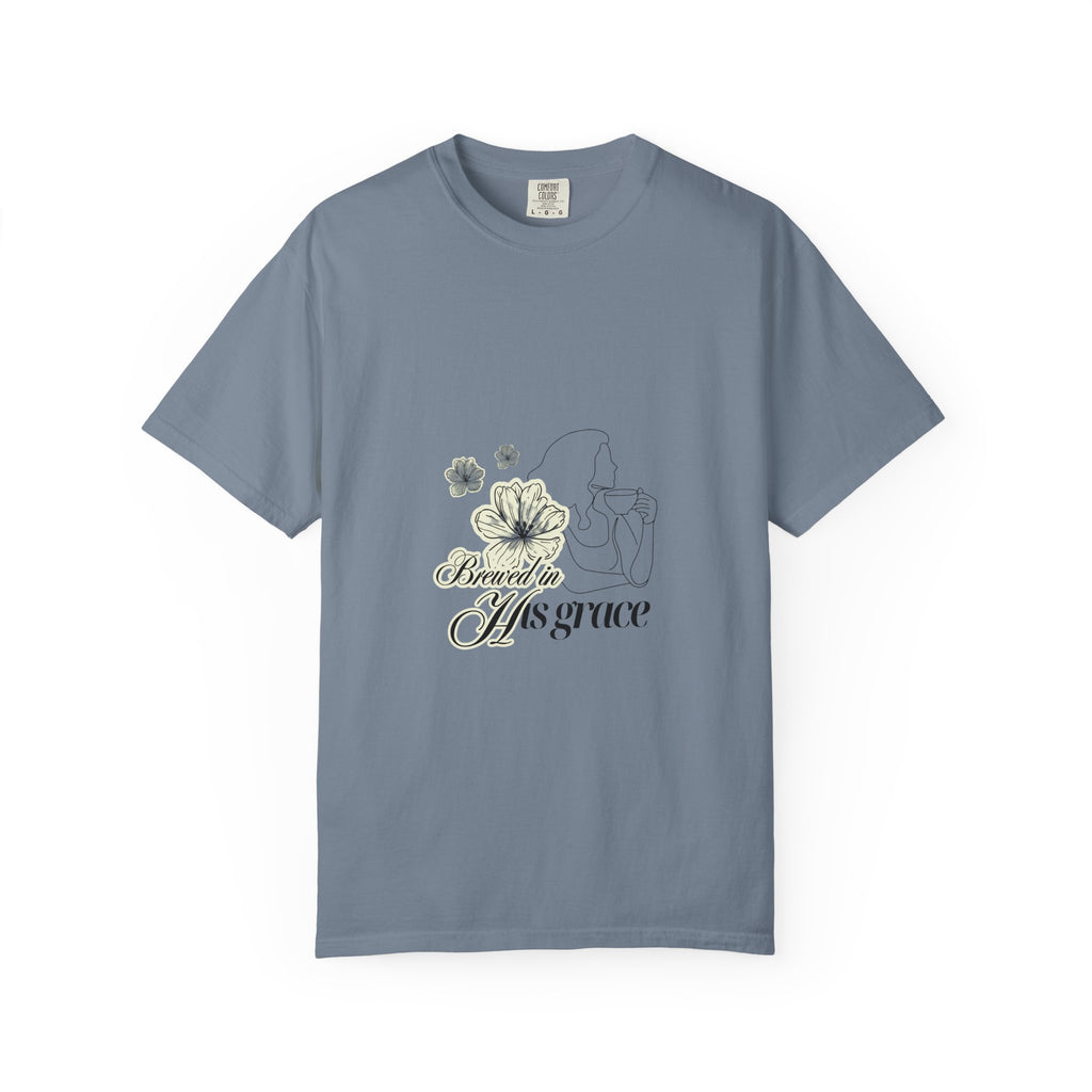 Brewed in His Grace – Coffee & Faith Graphic Tee